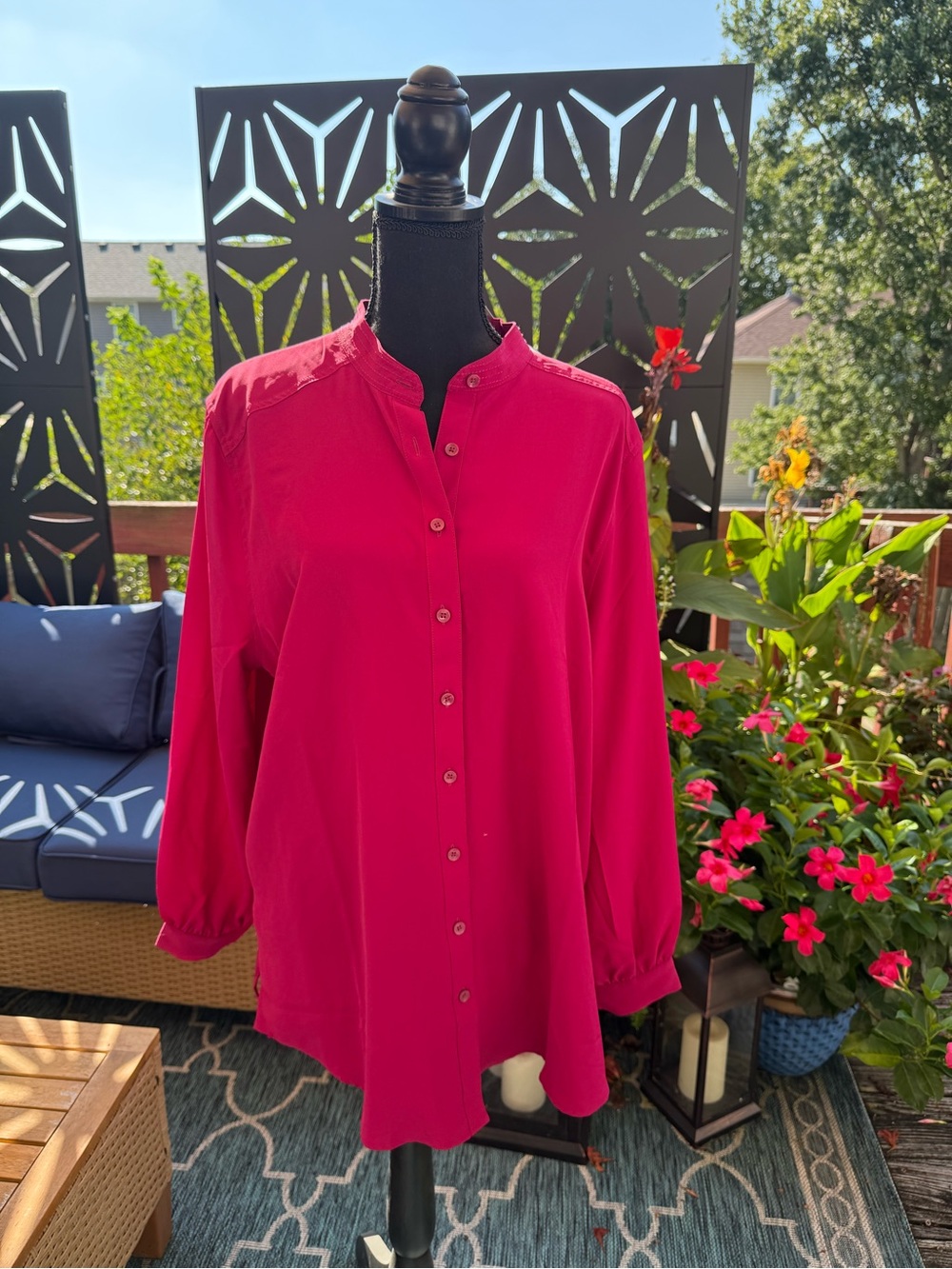 Chico's Vivid Fuchsia Button-Front Tunic